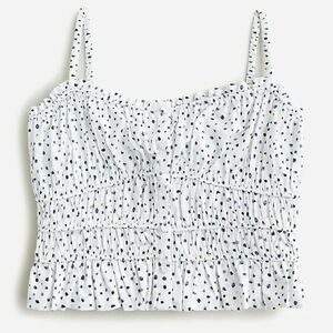 J Crew Cinched Waist Cropped Poplin Tank, Size Medium, Color White/Blue
